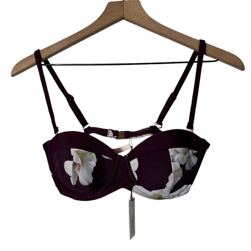TED BAKER GARDENIA MAROON PARINT MOULDED BIKINI TOP SIZE 32CD BRAND NEW WITH TAG